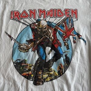 Iron Maiden Band T Shirt Men's Size XL White PTP 21.5"